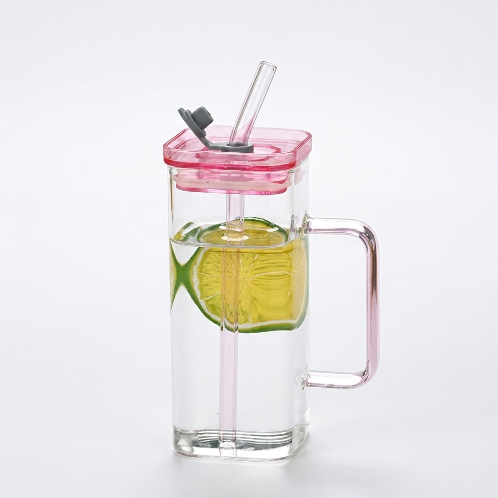 Pink Glass Straw Cup cutout