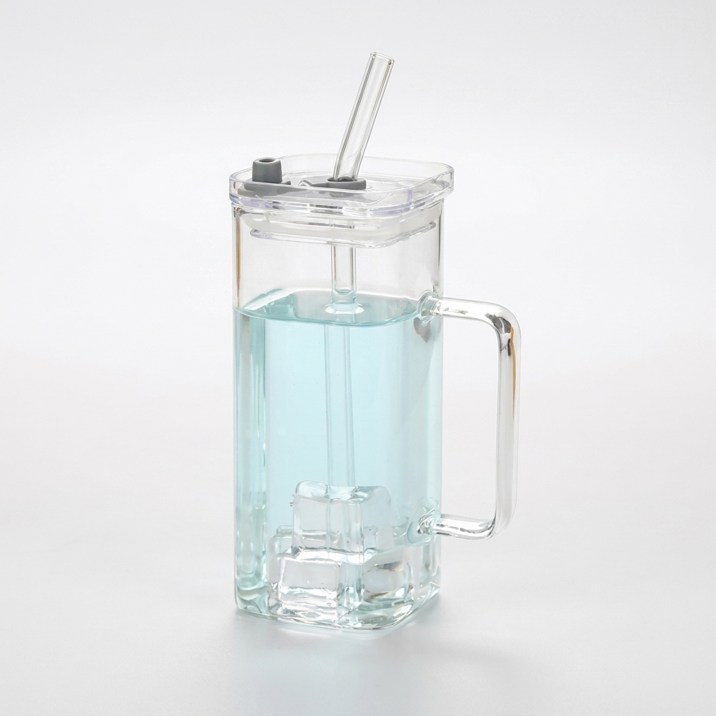 Transparent Glass Straw Cup cutout