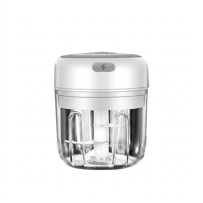 White electric garlic chopper on white background