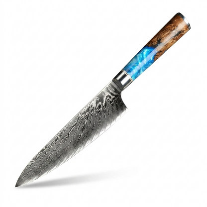 Patterned kitchen knife on white