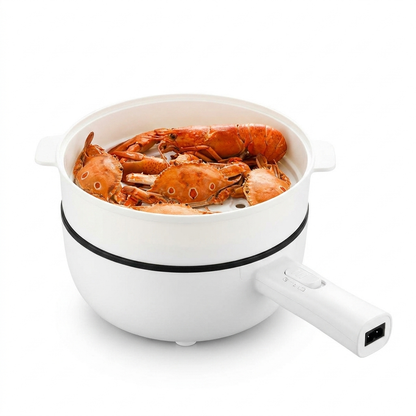 Electric hot pot frying pan on white