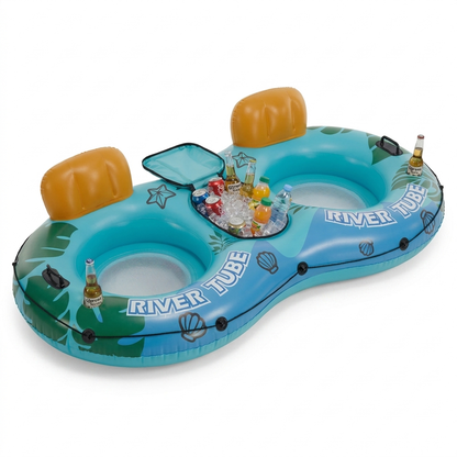 Inflatable river floater green blue