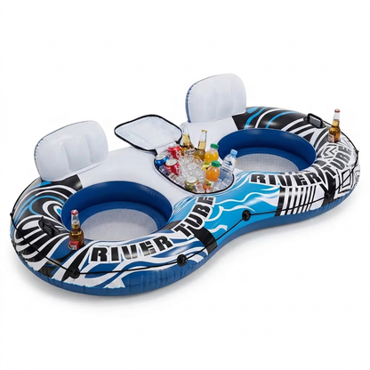 Inflatable river floater white blue