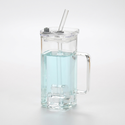 Transparent Glass Straw Cup cutout