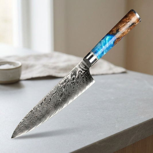 Damascus Pattern Chef Knife simple lifestyle