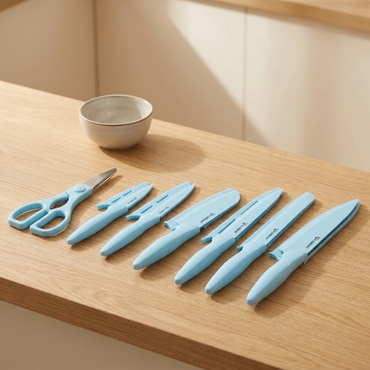 13-Pc Blue Knife Set with Guards simple lifestyle