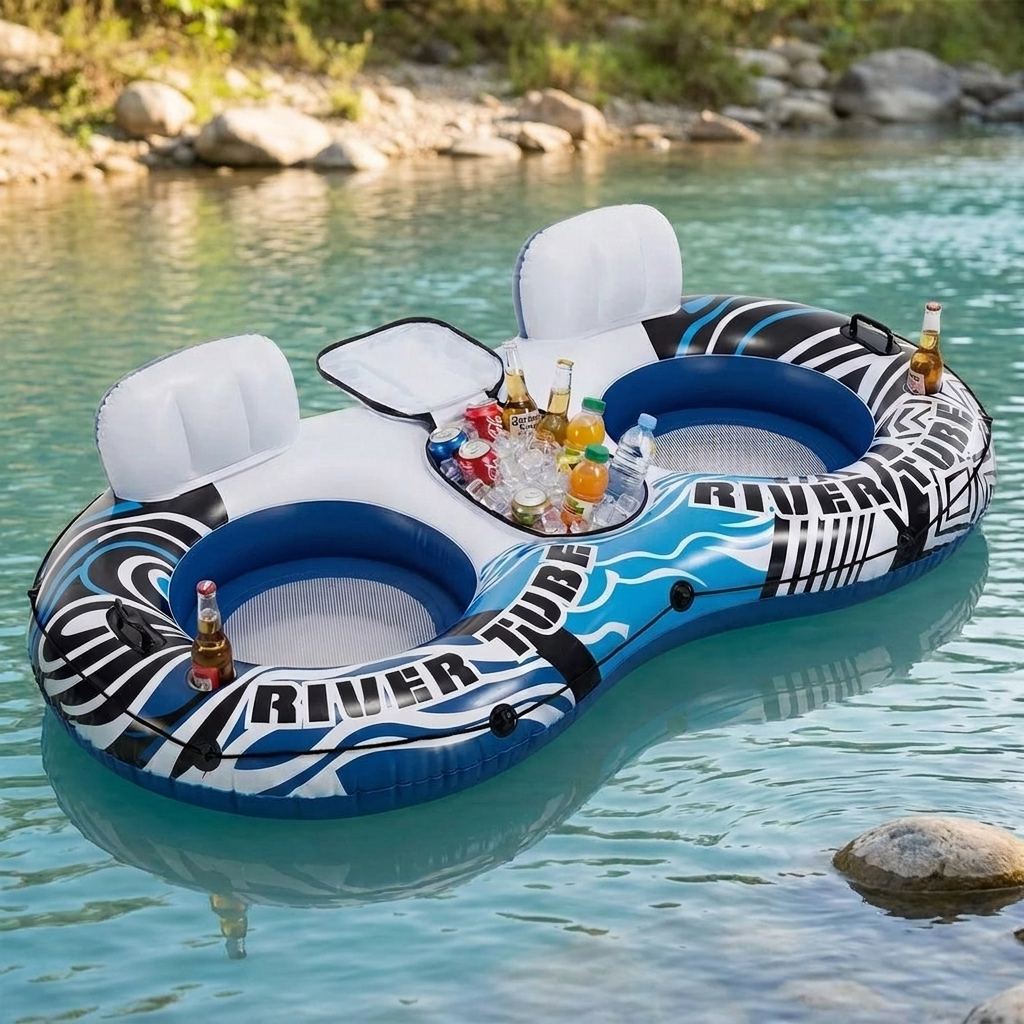 2-Person Inflatable River Float on the water