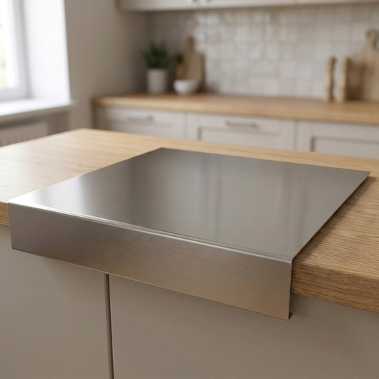 XXL Stainless Steel Cutting Board on a kitchen counter
